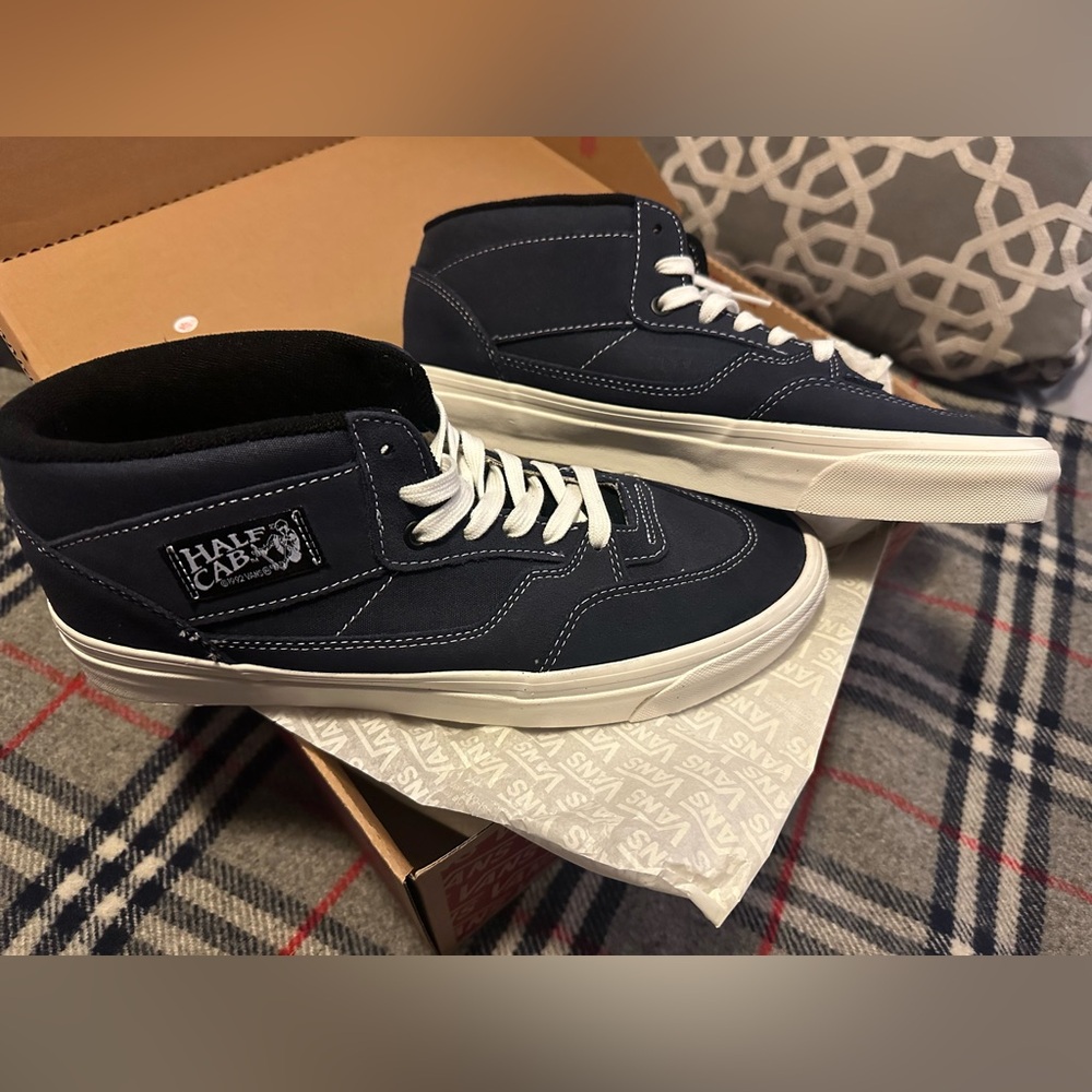 Vans Blue and White Sneakers Mid-Top Suede